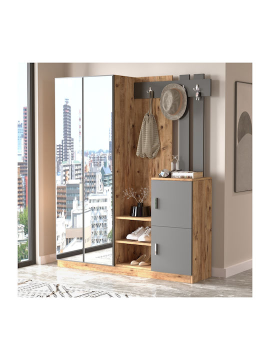 Crayford Eingangsmöbel mit Schuhschrank Pine/anthracite 147x35x180cm