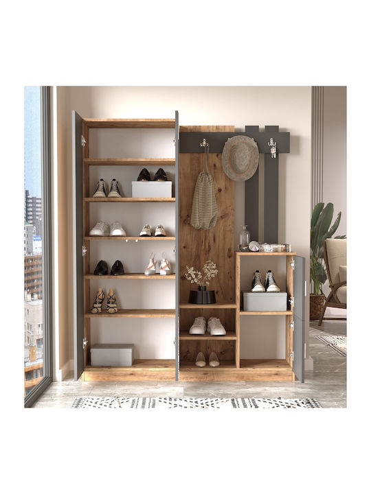 Crayford Eingangsmöbel mit Schuhschrank Pine/anthracite 147x35x180cm