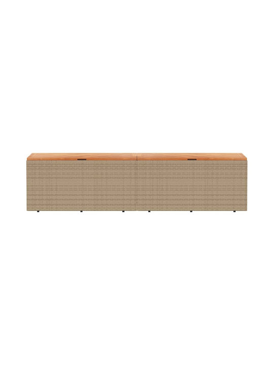 vidaXL Cutie de depozitare pentru exterior Rattan Bej L220xW50xH54buc