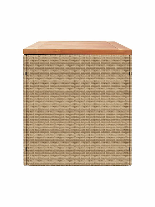 vidaXL Cutie de depozitare pentru exterior Rattan Bej L220xW50xH54buc
