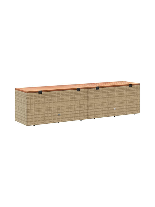 vidaXL Cutie de depozitare pentru exterior Rattan Bej L220xW50xH54buc