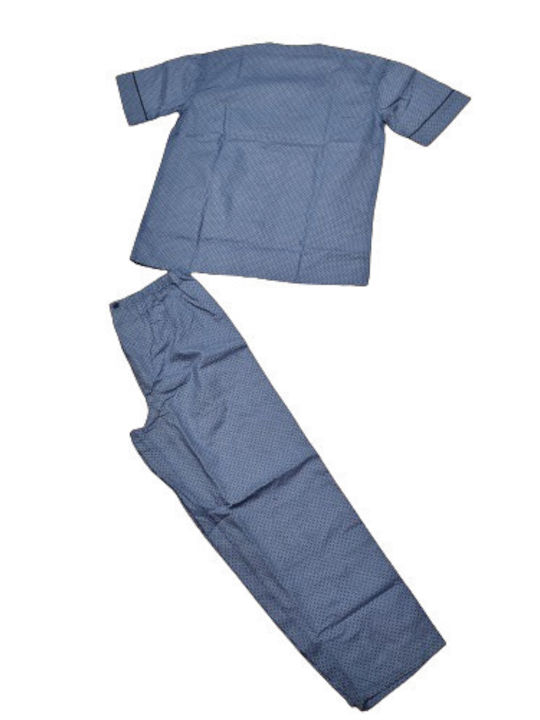 Κλασική Men's Summer Pajamas Set Light Blue-Ciel