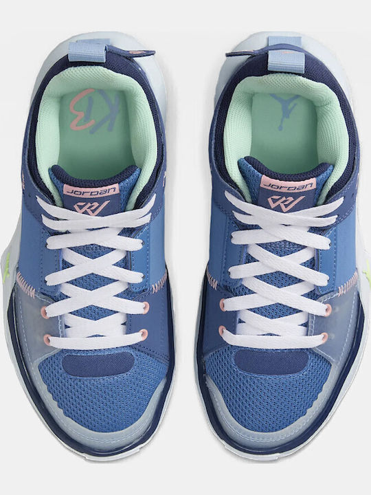 One Take 5 Kids Sports Shoes Basketball with Laces Stone Blue and Bleached Coral Mystic Navy