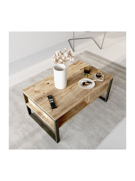 Măsuță Centrală Rectangulară Alperton din Lemn Natur M100xL59.7xÎ44.4cm