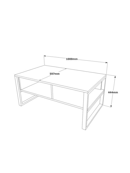 Măsuță Centrală Rectangulară Alperton din Lemn Natur M100xL59.7xÎ44.4cm