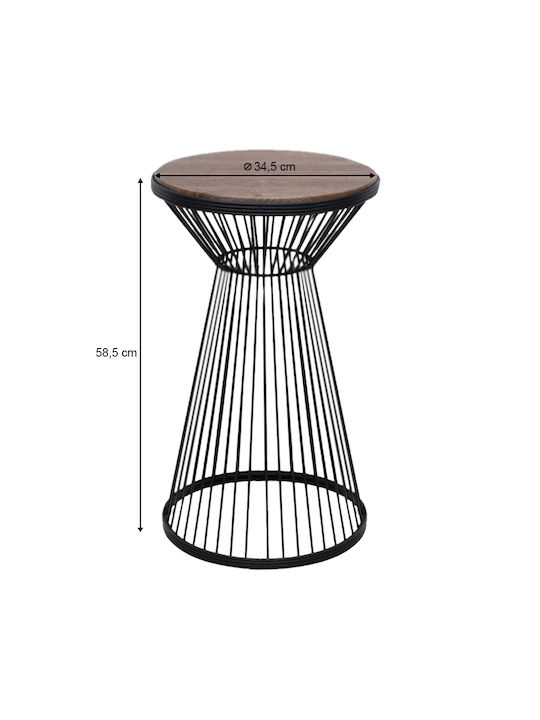 Round Side Table Cresta Wooden Black - Walnut M34.5xL34.5xH58.5cm