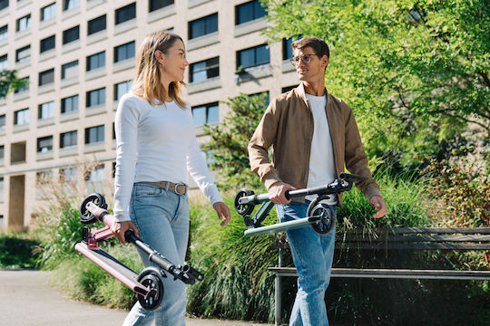 Micro Kids Scooter Foldable Sprite Suspension 2-Wheel for 8+ Years Black Pink