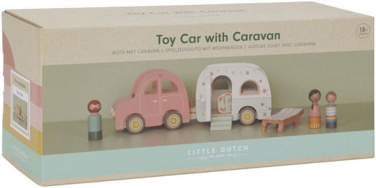 Little Dutch Vehicle Car with Caravan made of Wood for 18++ Months