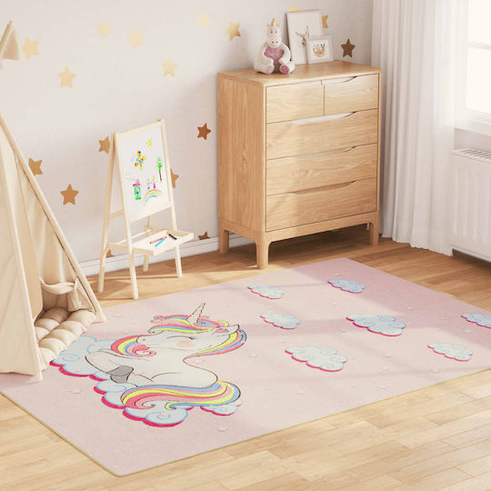 vidaXL Kinder Teppich Einhorn Rosa 160x230cm