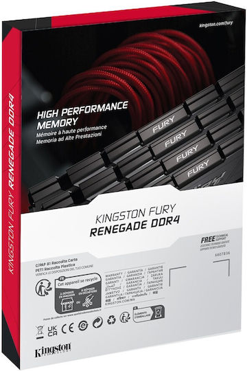 Kingston Fury Renegade DDR4 16GB RAM με 2x8GB Modules και Ταχύτητα 3600 για Desktop
