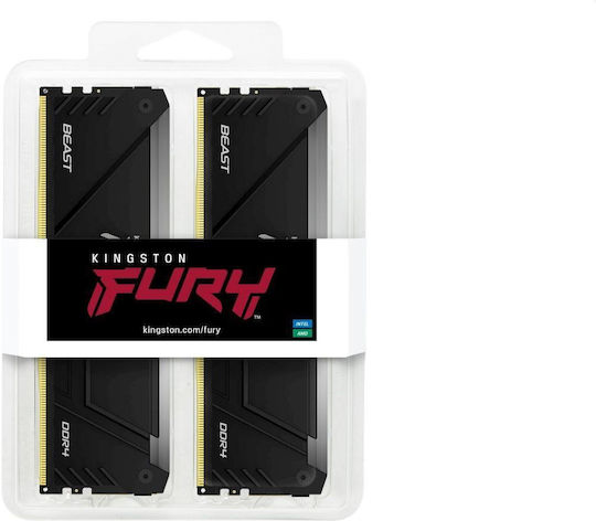 Kingston Fury Beast DDR4 16GB RAM με 2x8GB Modules και Ταχύτητα 3600 για Desktop