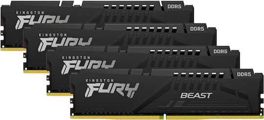 Kingston Fury Beast DDR5 128GB RAM με 4x32GB Modules και Ταχύτητα 5600 για Desktop