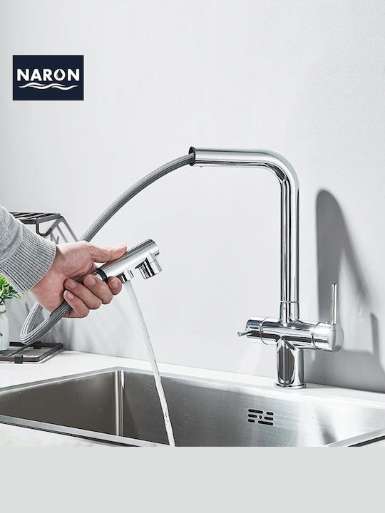 Naron Kitchen Faucet Counter with Shower Chrome