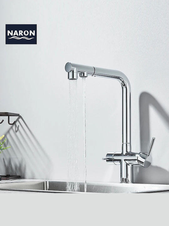 Naron Kitchen Faucet Counter with Shower Chrome