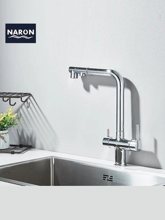 Naron Kitchen Faucet Counter with Shower Chrome