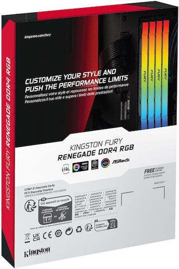 Kingston Fury Renegade Rgb DDR4 με Module 1x16GB και Ταχύτητα 3600 για Desktop