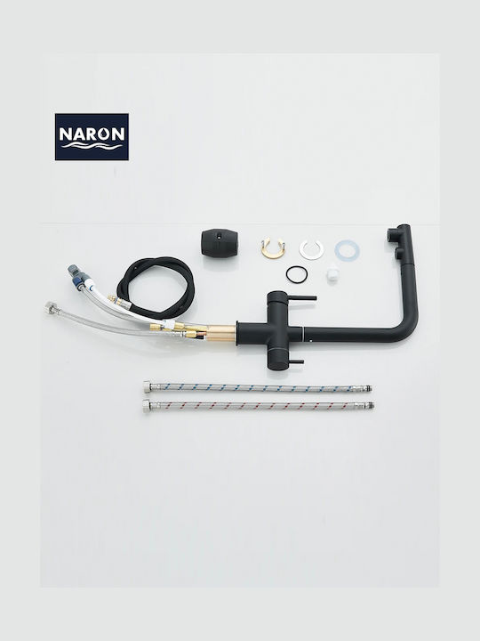 Naron Küchenarmatur Zähler mit Dusche Black Matt