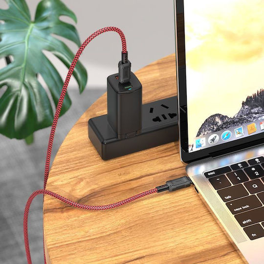 Hoco Leader X94 USB 2.0 Cable USB-C Male - USB-C 60W PD Red 1m HOC-X94c-R