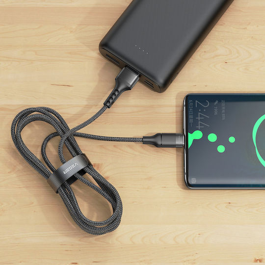 Veger AC03 Braided USB 2.0 Cable USB-C male - USB-A 100W Μαύρο 1.2m