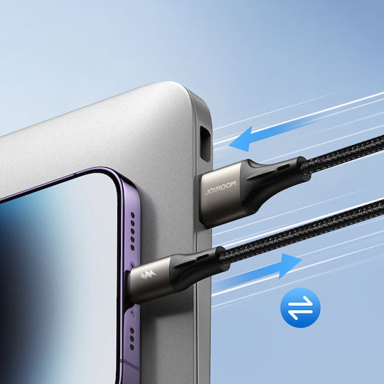 Joyroom Light-speed ​​series Sa25-ac6 USB 2.0 Cable USB-C male - USB-A 100W PD Μαύρο 1.2m