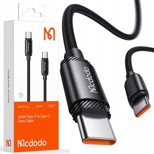 Mcdodo Braided USB 3.1 Cable USB-C male - USB-C 240W PD Μαύρο 1.2m CA-3680