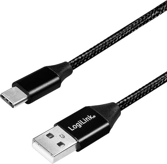 LogiLink Braided USB 2.0 Cable USB-C male - USB-A Black 0.3m (CU0139)