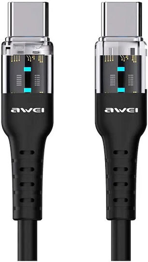 Awei CL-138Τ USB 2.0 Cable USB-C male - USB-C 60W PD Μαύρο 1m