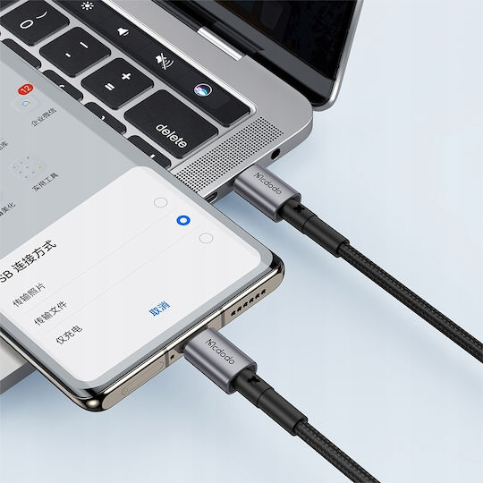 Mcdodo Плетен USB 3.0 Кабел USB-C Мъжки - USB-C 65W Захранване (PD) Черен 1м CA-3130