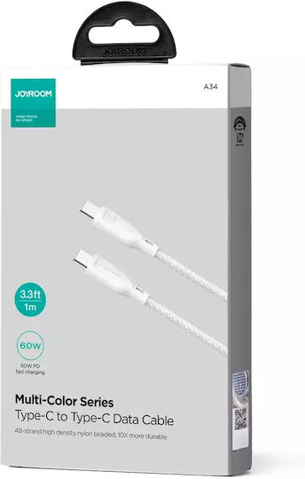 Joyroom Multi-color Series Sa34-cc3 USB 2.0 Cable USB-C male - USB-C 60W White 1m