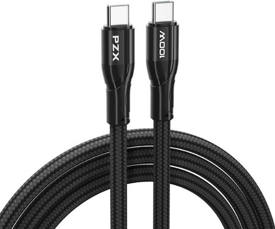 PZX V187 USB 2.0 Кабел USB-C Мъжки - USB-C 100W Захранване PD Черен 2м 736