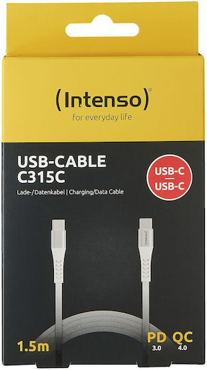 Intenso C315C Braided USB 2.0 Cable USB-C male - USB-C 60W PD Λευκό 1.5m 7901002