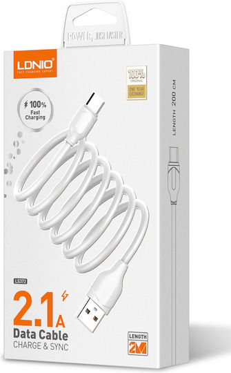 Ldnio USB 2.0 Kabel USB-C männlich - USB-A Weiß 2m (LS372)