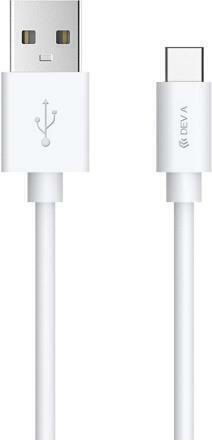 Devia Cablu USB 2.0 USB-C Masculin - USB-A Alb 2m DVCB-312038