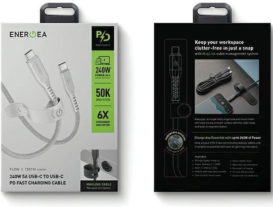 Energea USB 2.0 Cable USB-C male - USB-C 240W PD Λευκό 1.5m