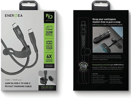 Energea USB 2.0 Cable USB-C Male - USB-C 240W PD Black 1.5m
