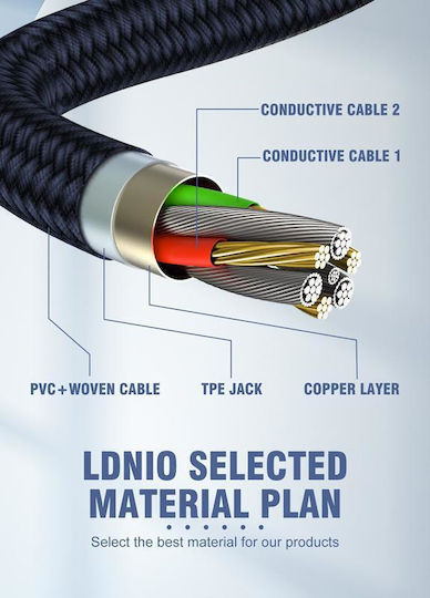 Ldnio Braided USB-A to Lightning Cable 30W Γκρι 1m