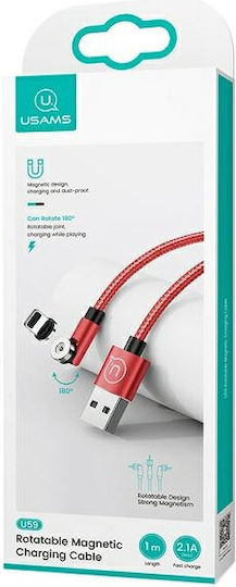 Usams SJ472 U59 Geflochten / Magnetisch Abnehmbar USB-A zu Lightning Kabel Rot 1m (SJ472USB02)