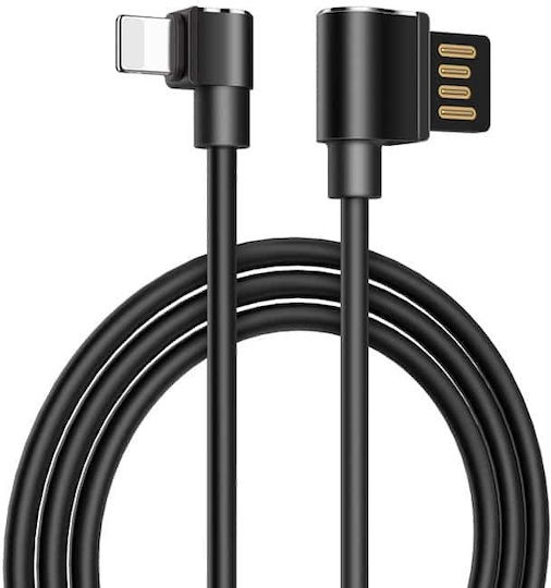 Hoco U37 Long Roam Ъгъл (90°) USB-A към Lightning кабел Черен 1.2м (HC-U37-LIGHTNING-BLACK)