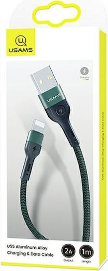 Usams SJ448 Плетена USB-A към Lightning кабел Зелен 1м (SJ448USBSG02)