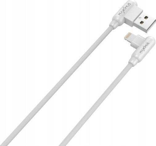 Maxximus MX Corner Ъгъл (90°) USB-A към Lightning кабел Бял 1м