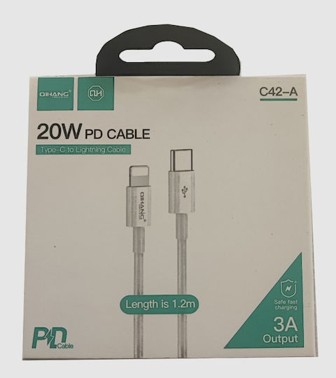 QIHANG C42-A 20W Regular la Cablu Lightning 20W Alb 1.2m