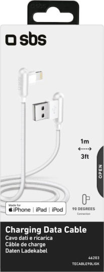 SBS Winkel (90°) / Geflochten USB-A zu Lightning Kabel Weiß 1m (CABLE90LIGK)