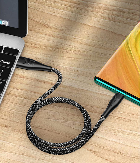 Usams SJ391 U41 Плетена USB-A към Lightning кабел Черен 1м (SJ391USB01)