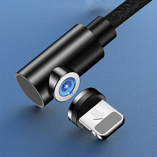 Usams SJ444 Winkel (90°) / Geflochten / Magnetisch Abnehmbar USB-A zu Lightning Kabel Rot 1m (SJ444USB02)