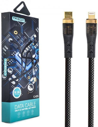 Treqa CA-8814 Braided USB-C to Lightning Cable 45W Μαύρο 1m (CA-8814)