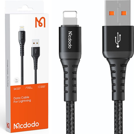 Mcdodo CA-2260 Braided USB-A to Lightning Cable Μαύρο 0.2m