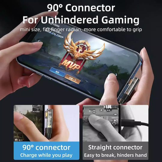 Joyroom S-UL012A6 Ъгъл (90°) / Плетена USB-A към Lightning кабел Син 1.2м