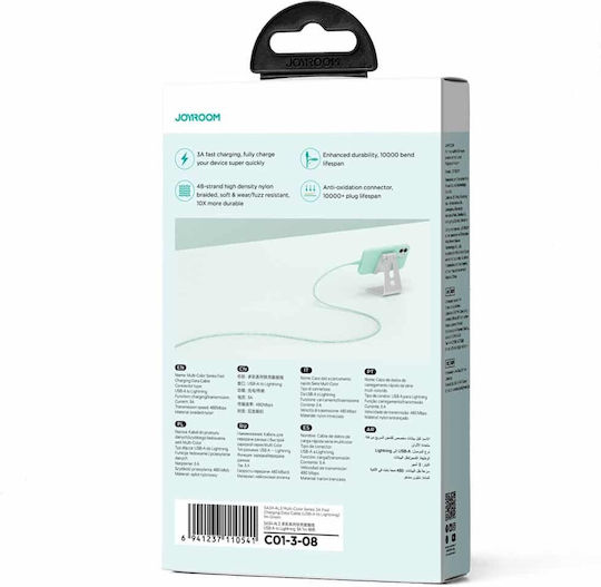 Joyroom Series Braided to Lightning Cable Green 1m (SA34-AL3)