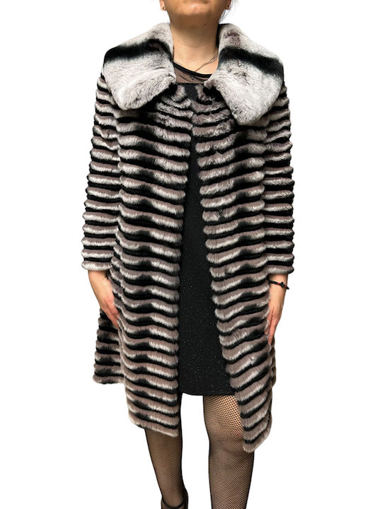 MARKOS LEATHER Women's Long Fur Black-Grey