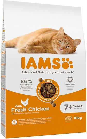 Iams Advanced Nutrition Trockenfutter ohne Gluten für ältere Katzen mit Huhn 10kg